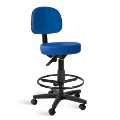 Cadeira Mocho Palmi Giratória Alta com Aro - Flex Cadeiras, Azul