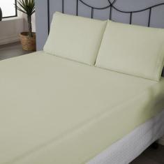 Lençol Avulso Queen Algodão 140 Fios c/ Elástico 2 Fronhas  - 3 Peças 