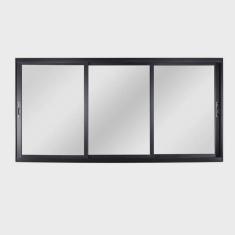 Janela de Aluminio de Correr 120x150cm 3 Folhas com Vidro Liso Esquadrisul Preto