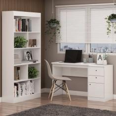 Conjunto Home Office Escrivaninha Guali Estante 4 Prateleiras Magnólia Demolição Yescasa Branco
