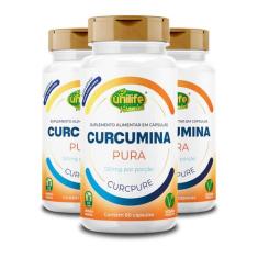 Kit 3 Curcumina Pura Unilife 60 Cápsulas