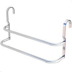 Suporte Duplo Porta Toalhas Toalheiro Para Box 60cm, MetalCromo, Turin, Alto Brilho