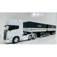 Conjunto Scania Bitrem Graneleiro 3x3 Escala 1:32, Branco