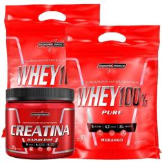 Kit 2 Whey 100% Pure 907g Refil + 1 Creatina Hardcore Reload 300g - IntegralMédica-Unissex