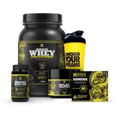 Whey Protein Concentrado + Creatina 90g + Kimera thermo + Bcaa + Shaker Iridium Labs-Unissex