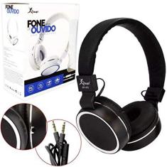 Fone de ouvido com fio Headphone Com Microfone Kp-421 Knup Preto