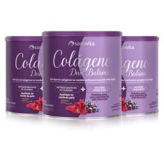 KIT 3 COLáGENO DUO BALANCE SANAVITA HIBISCUS E FRUTAS ROXAS 330G 