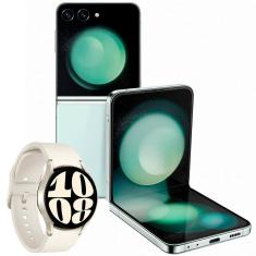 Smartphone Samsung Galaxy Z Flip5 5G Verde Claro + Smartwatch Samsung Galaxy Watch6 BT 40mm Creme