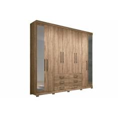 Guarda Roupa Casal 8 Portas e 6 Gavetas c/ Espelho e Pés Master 8.6 Atacama - Santos Andirá