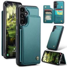 FONREST Capa carteira traseira fina para Samsung-Galaxy-A35 5G com bloqueio de RFID, porta-cartões/suporte, policarbonato à prova de choque + capa traseira protetora híbrida de couro PU com fecho