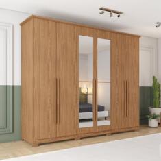 Guarda-roupa 6 Portas 6 Gavetas com Espelho Leblon Nature