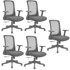 Conjunto com 5 Cadeiras para Escritório Diretor Boston Office Nr17 Preto