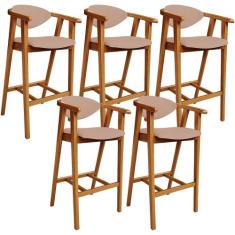 Kit 05 Banquetas Alta Para Cozinha Bancada Bar Sala de Jantar Fixa Cec