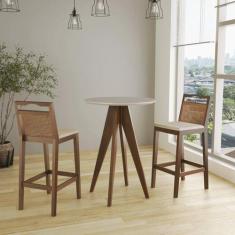 Conjunto Bistrô 1 Mesa 2 Banquetas Rattan - CCS Interiores