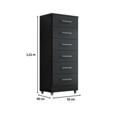 Comoda 6 Gavetas Preto Onix Helena - Quarta Divisao Moveis