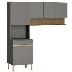 Armário De Cozinha 120cm Com Paneleiro Lina K02 Gris-freijó - Mpozenato