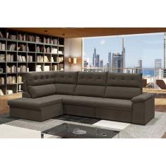 Sofá de Canto 6 Lugares Retrátil Reclinável Suede Veludo Madrid - Flex