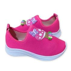 Tênis Calce Fácil Infantil Menina Lançamento Cogumelo Escolar Confortavel Volta as Aulas-Feminino