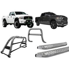 Kit quebra mato+Estribo Chapa +Santo Antonio Dodge Ram CROMO