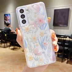 Capa de telefone de flor de desenho animado brilhante para Samsung S22 Ultra S21 S20 Plus FE Note 20 A53 A73 A52 A72 A13 A33 A71 A22 Capa macia, A07, Para S21 Plus