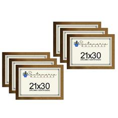 Kit 6 Molduras Porta Diploma Certificado A4 21x30 Dourado