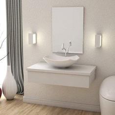 Bancada para Banheiro 80cm com Cuba Abaulada L42 800w Metrópole Compace Branco Chess