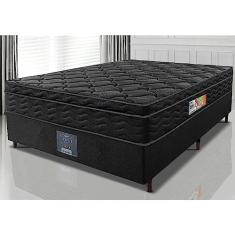 Cama Box Casal Colchão Ortofirm Black + Box 138x188x67 One Face Espuma D33 Preto