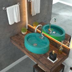 Kit Cuba OV43 com Torneira Luxo 1195 e Válvula Click 1 Polegada B Compace Azul Turquesa