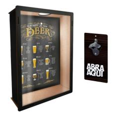 Kit Porta Tampinhas + Abridor Cerveja Parede Decoração Mdf