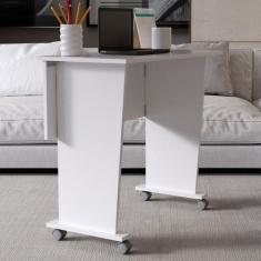 Mesa Escrivaninha Dobrável com Rodízio Branco Me4117 -Tecno Mobili, Br