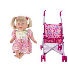 Brinquedo Kit Boneca Baby Rafaeli Faz Xixi + Carrinho Bebê - Milk Brin
