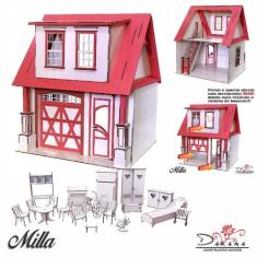 Kit Casa Boneca Escala Barbie Garagem Milla Rubrum 18 Mov Rb - Indústr