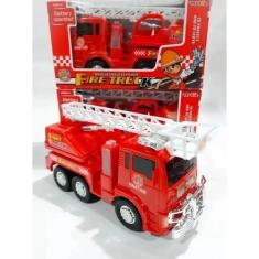 Caminhão Bombeiro Bate E Volta A Pilha Com Som E Luz - DM TOYS