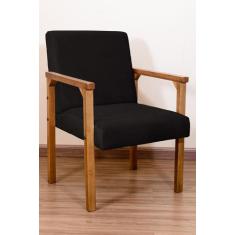 Poltrona Decorativa Luna Braço de Madeira - Squadra Decor, Preto