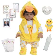 Boneco Reborn Menino Cabelo Cacheado Com Roupa Patinho - Cegonha Rebor