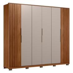 Guarda Roupa Casal Atrice Ripado 6 Portas com Pés - Demartêz, Nogueira