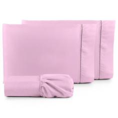 Kit Jogo de Lençol de Cama Ponto Palito Solteiro Percal 3 Peças  - Pie