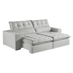 Sofá Retrátil e Reclinável Oregon 2,90M Linho - Blossom Casa, Gelo 232
