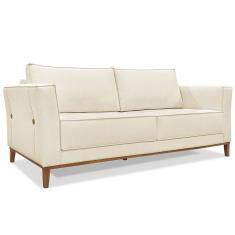 Sofá Living 2 Lugares 1,90M Vega Linho Pés Castanho Natural