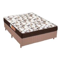 Cama Box Casal: Colchão Espuma Polar Pérola + Base Crc Rústico Clean(138X188)