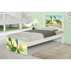Cama Solteiro Adesivada Casal Dinossauros com Colchão - Kids Mobili