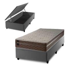 Conjunto Box Baú Georgia Bege 96x203x67 c/ Molas Ensacadas - King Hous