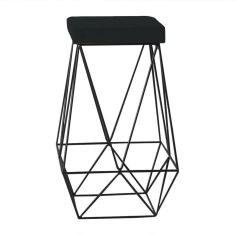 Banqueta Decorativa Kathy Base Preta Veludo Preto Gran Belo