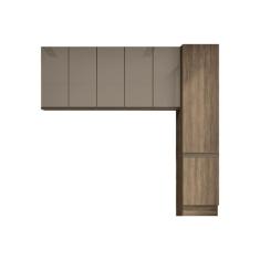Kit De Cozinha Modulada 3 Peças Maxxi (2 Armários + 1 Paneleiro) Cpt38 Nogal - Kappesberg