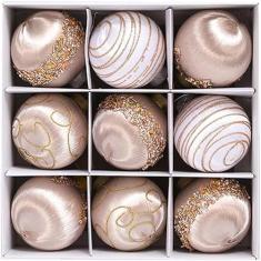 Enfeites de Natal Bolas de Natal de Champanhe, 9 PCS Decorações de Árvore de Natal de Luxo Bolas de Espuma Inquebráveis, Conjunto de Lâmpadas de Natal com Brilho de Cetim para Decoração de Férias/410