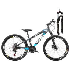 Bicicleta Aro 26 VikingX Tuff25 2x9 18 Velocidades Freio Hidráulico Suspensão Trava no Ombro-Unissex