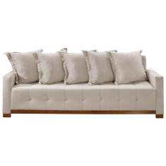 Sofá Cama Casal 4 Lugares e 5 Almofadas Feeling 210cm Cor Veludo Bege
