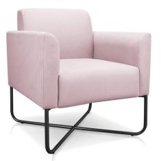 Poltrona Marisa Suede Base X Industrial Preta Rosa Bebê - D' ROSSI