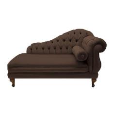 Divã Recamier Namoradeira Larissa 150cm Suede Marrom - LM DECOR