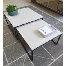 Mesa de Centro em Ferro Preto - sala - Kit mesas Industrial - ARTE & D